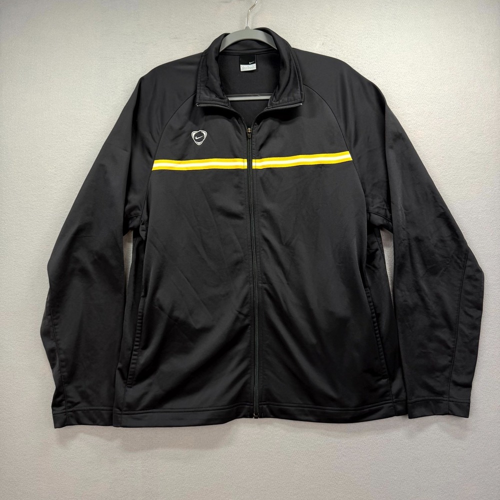 Nike Template Football Track Jacket Mens L Black Athletic Gym Training Zip Y2K